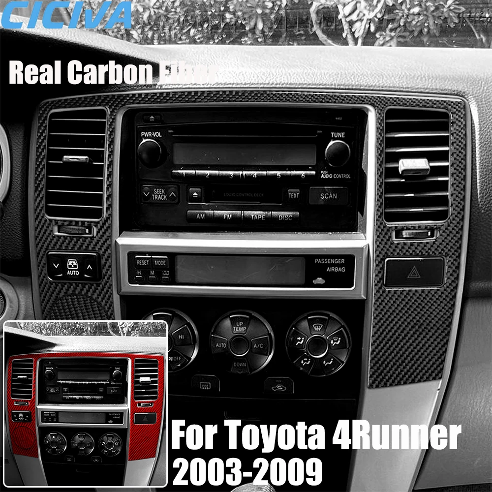 Real Carbon Fiber Car Accessories Center Air Vent Trim Cover Soft Sticker For Toyota 4Runner 2003 2004 2005 2006 2007 2008 2009