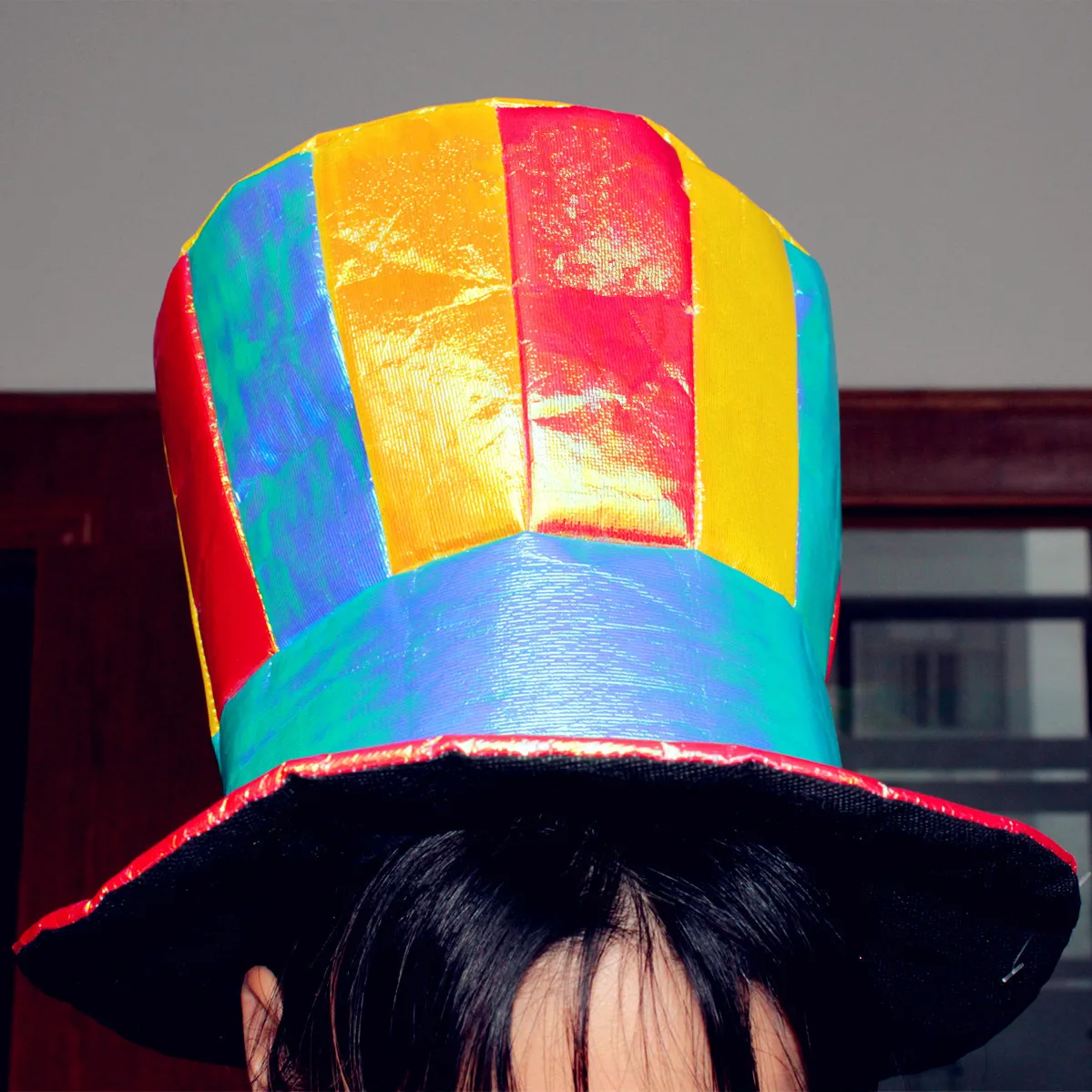 Rainbow Stripe Clown Hat For Men Halloween Carnival Costume Accessories Colorful Magician Cap