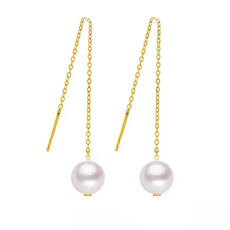 SMILE Real 18K Gold Pearl Earrings AU750diy Detachable Multi Wear Women's Earrings Boutique Jewelry Gift E0069