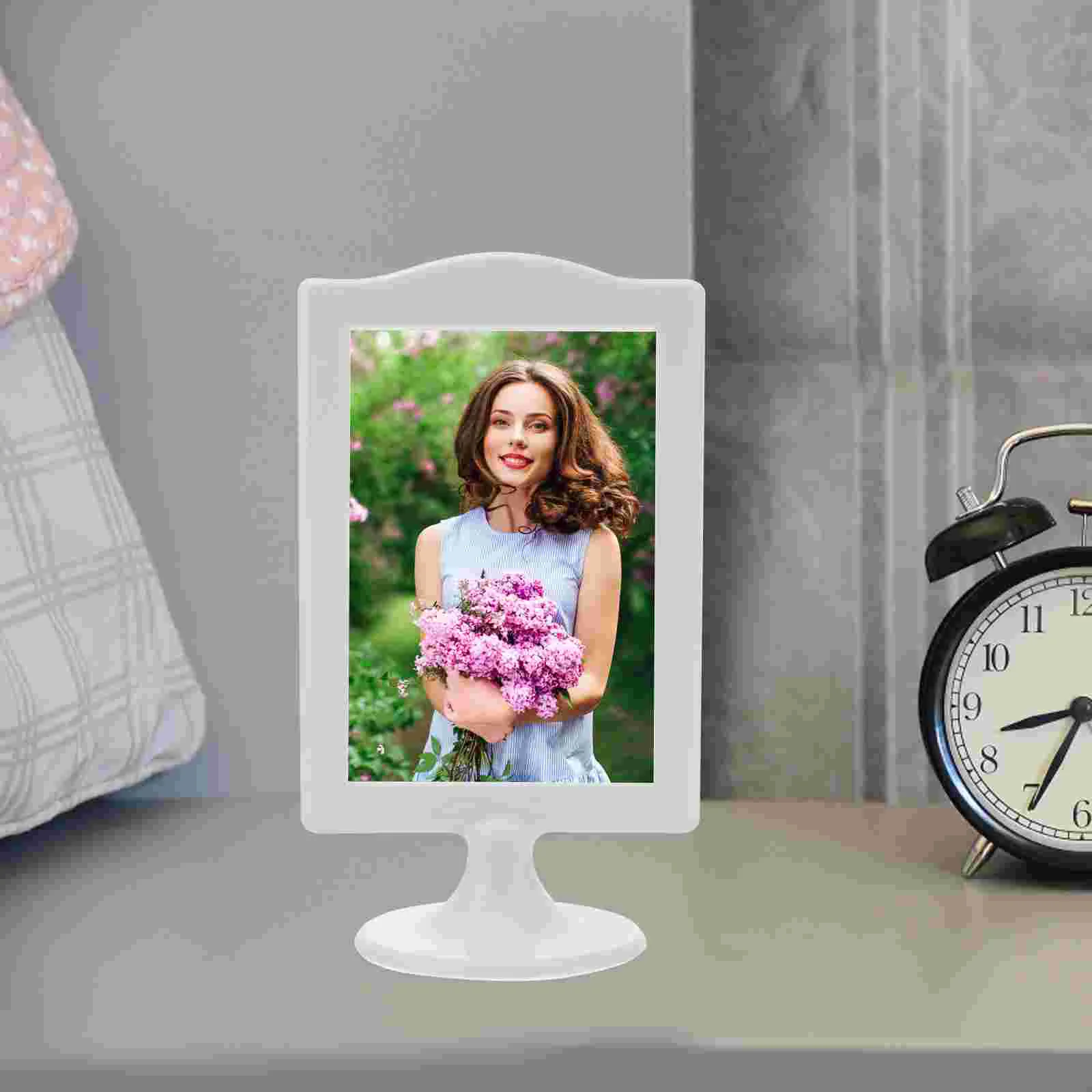 4 Pcs Photo Frame Natural Atmosphere Desktop Picture Signage Fresh Standing Frames Double Sided Plastic