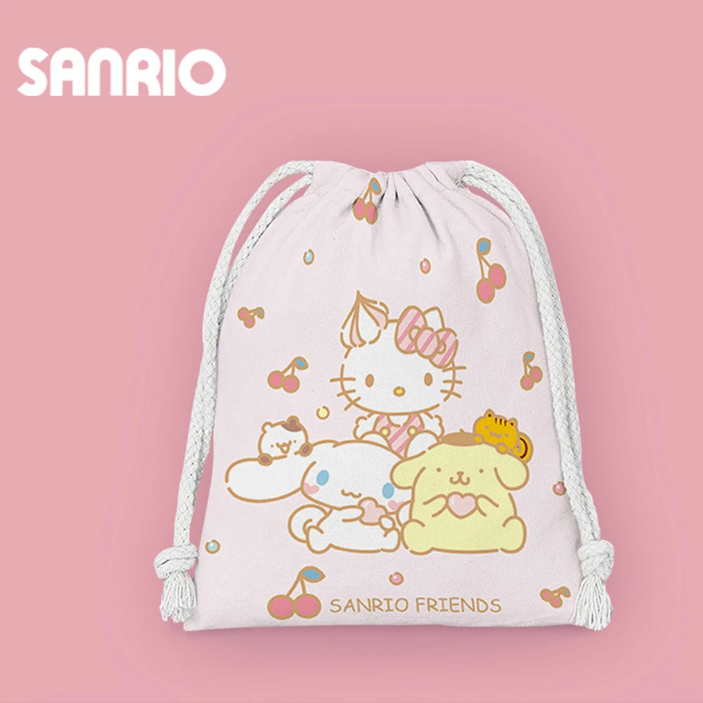 Sanrio Kuromi Hello Kitty Drawstring Pocket Storage Bag Melody Kawaii Cute Cartoon Proof Girl Portable Folding Bag Shopping Gift