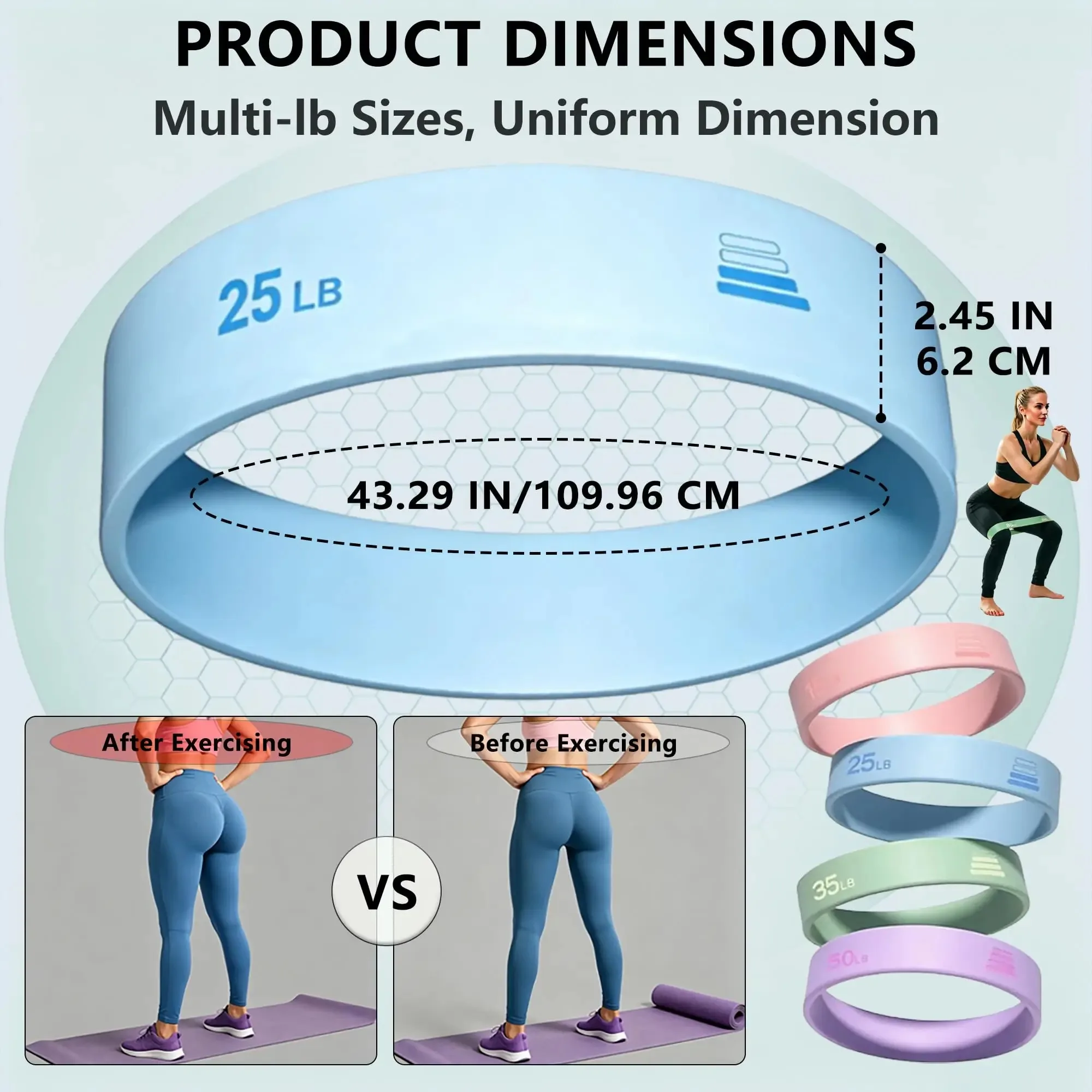 15LB-50LB Yoga Elastic Ring Different Level Elastic Yoga Band Stretch Strap Stretch Fitness Bands Home Exercise