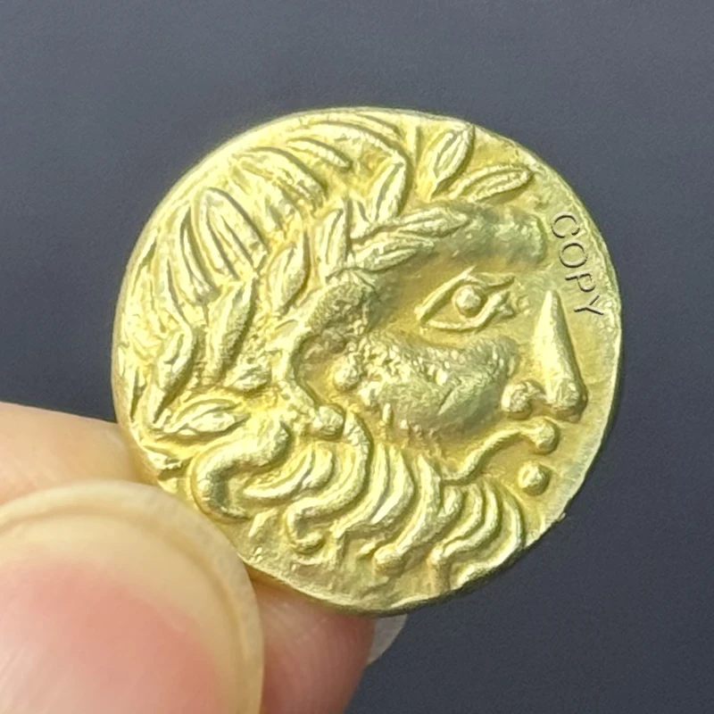 Ancient Roman Greek gold portrait commemorative coin, Homer epic mythological character medal, pendant ring decoration