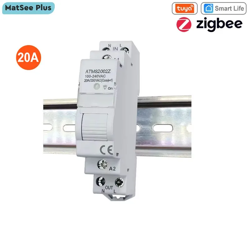 Obrázek: Tuya chytrý život zigbee spínač jistič 20A DIN bariéra energie monitor měřič časovač app ovládání podpora zigbee2mqtt alexa google domácí