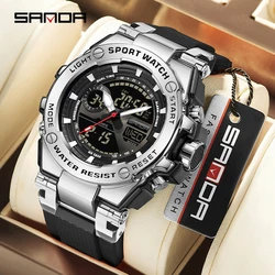 Fashion SADNA Men's Electronic Watch Sports Multi functional Waterproof Night Light Dual Display Luxury Men's Electronic Watch