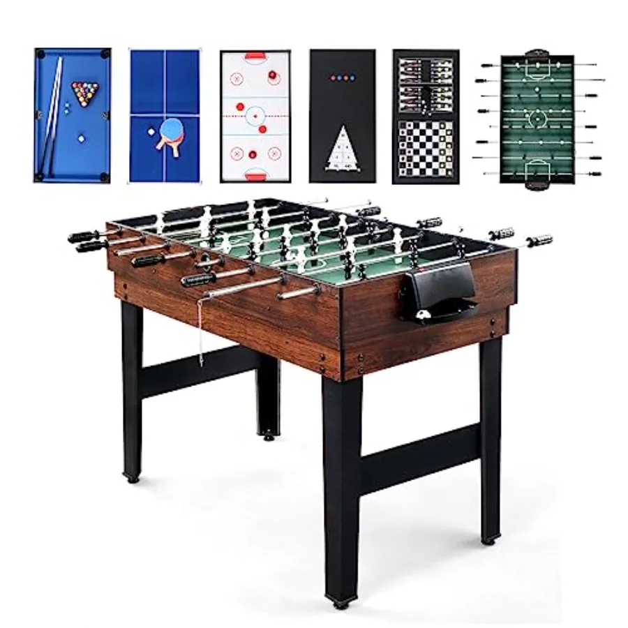

10in1 Multi Game Set for Adults and Family 48 Game Table with Hockey Foosball Pool Ping Pong Shuffleboard Chess Checkers Bowlin