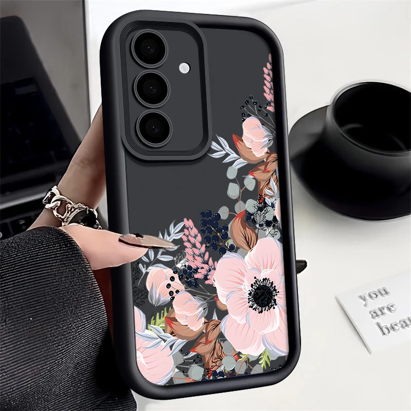 Flower Print Case For Samsung Galaxy S24 S23 S22 Ultra S23 S24 FE A55 A54 A34 A15 A14 A35 A52 A53 A25 A16 5G Soft Silicone Cover