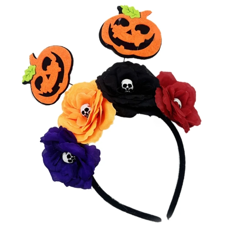 Halloween Headband Dark Series Flower Pumpkin Hairband Punk Skull Headhoop Party Hair Decors Holiday Festival Headpiece