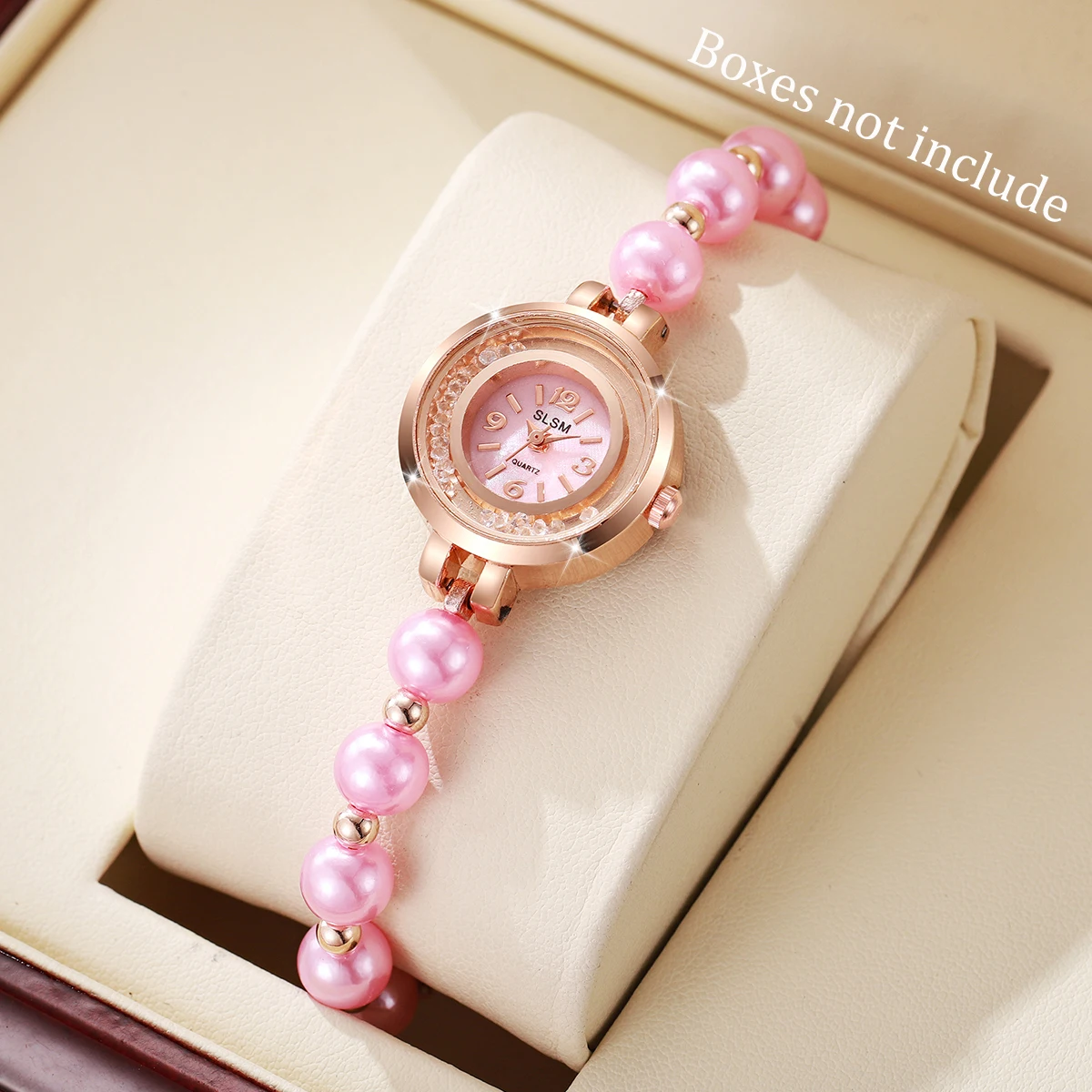 1/2PCS Luxury Rhinestone Women's Watch Fashion Imitation Pearls Bracelet Quartz Wristwatch Reloj Mujer（Without Box）