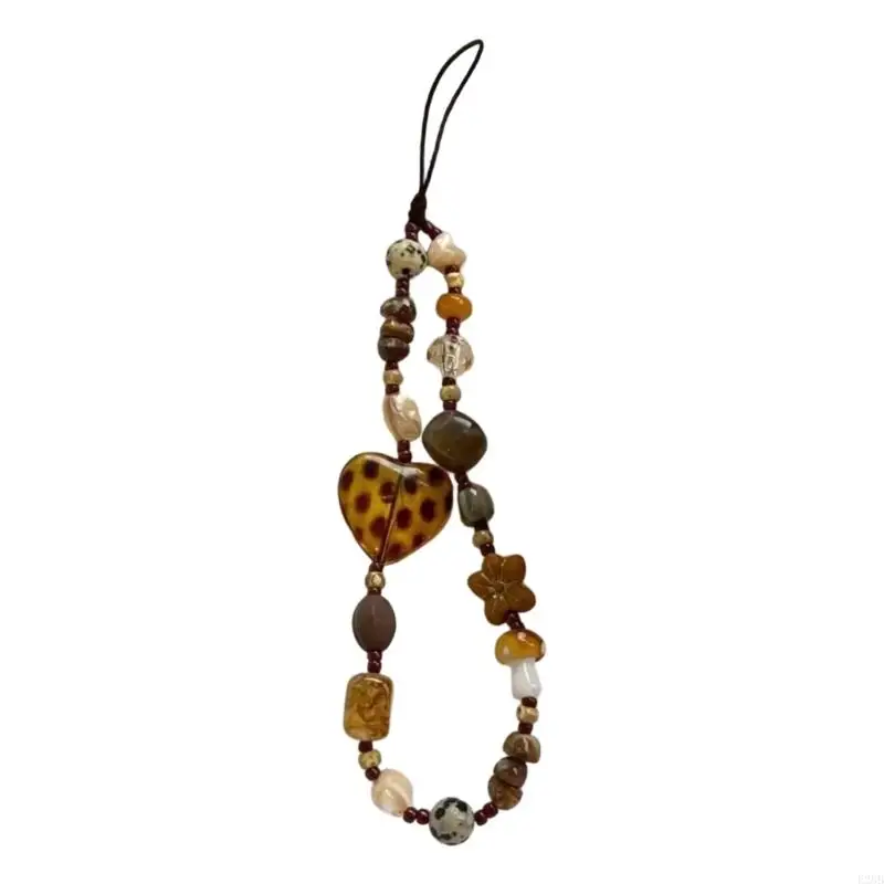

Elegant Leopard Beaded Bracelet Cellphone Strap Pendant Antilost Chain Jewelry