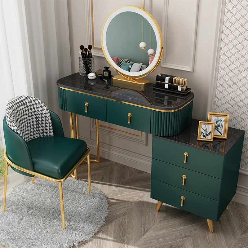 

Nordic Modern Luxury Dressing Table Led Design White Vanity Makeup Dressing Table Mirror Lights Penteadeiras Dresser Furniture