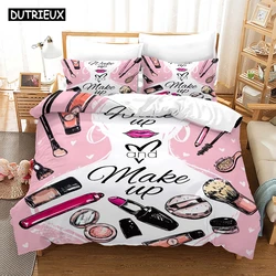 Nordic Cosmetic Fashion Girl Perfume Bedding Set Luxury Duvet Cover 200x200 Pink Bed Linen Bedclothes NO Sheet