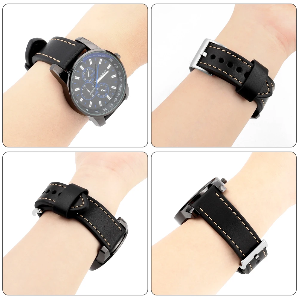 Genuine Leather Watchband Bracelet Black Blue Brown Vintage Watch Strap for Women Men 20mm 22mm Wrist Band