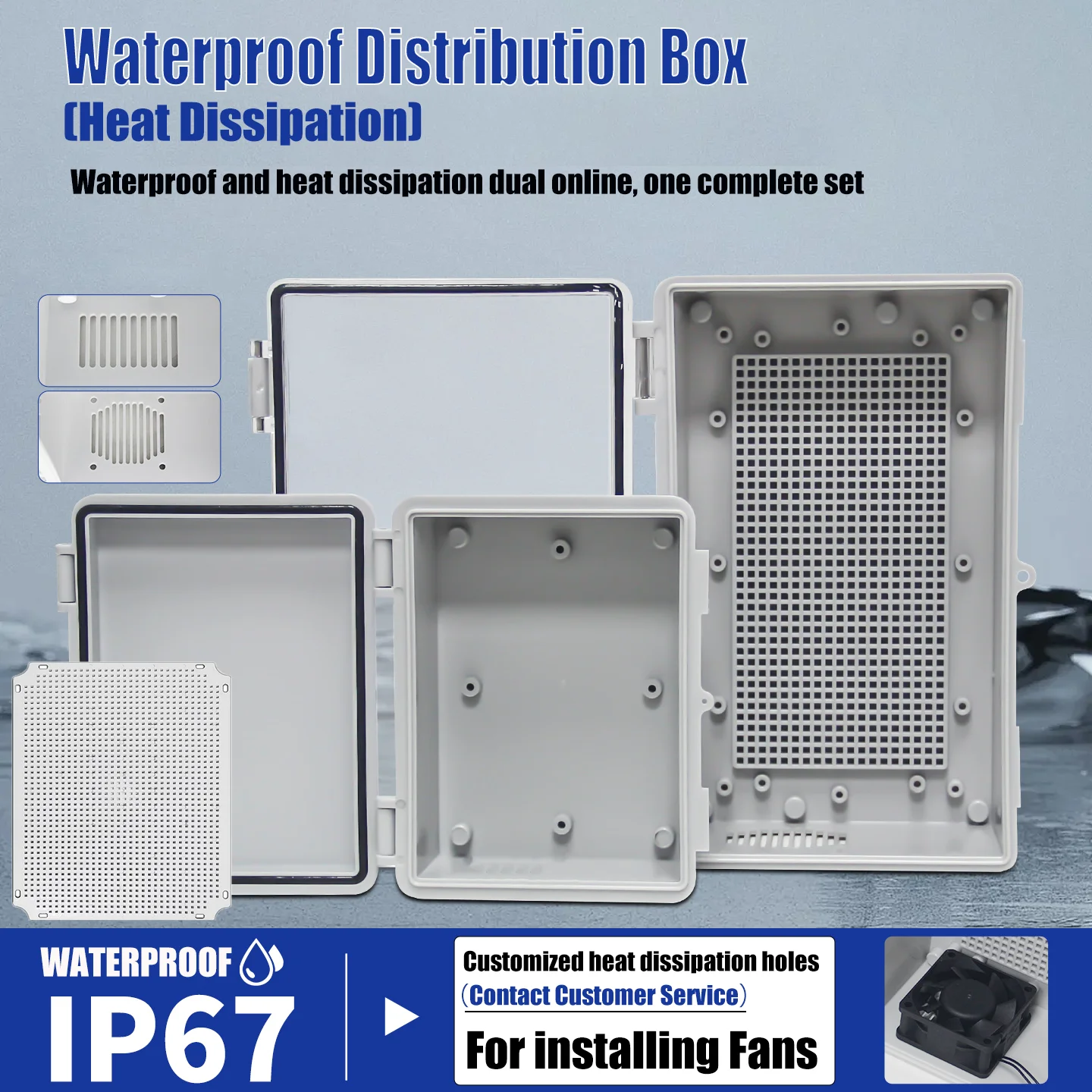 IP66 Transparent/Gray Cover Waterproof ABS Plastic Electronic Junction Box Hinged Buckle Outdoor Seal Power Distribution Case