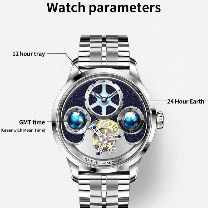 Ideal Knight Top High-end Men\'s Watches Tourbillon Automatic Wristwatch for Men Luxury Brand (Blue Earth Series)Man Watches 6805
