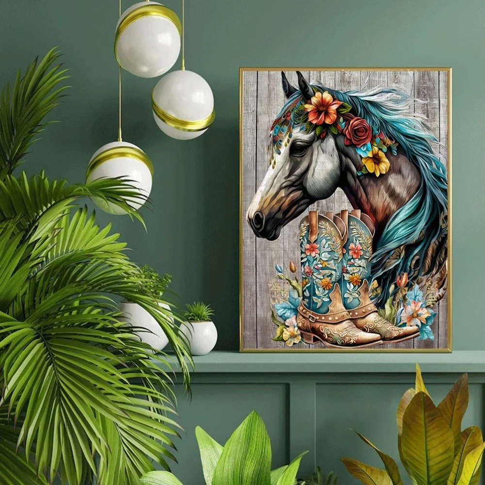 จิ๊กซอว์รูปม้าและดอกไม้ 1,000 ชิ้น - ของเล่นจิ๊กซอว์กระดาษขนาดใหญ่สำหรับผู้ใหญ่ เกมครอบครัวแบบอินเทอร์แอคทีฟเพื่อความเพลิดเพลิน ของตกแต่งบ้าน DIY