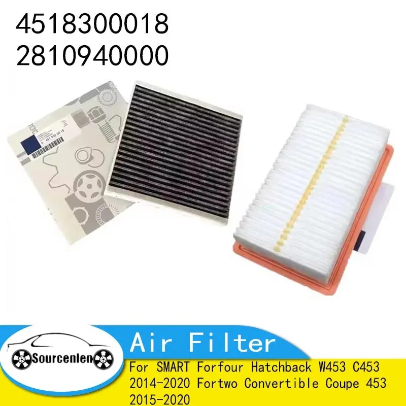 4518300018 2810940000 SET Air Filter for SMART Forfour Hatchback W453 C453 2014-2020 Fortwo Convertible Coupe 453 2015-2020