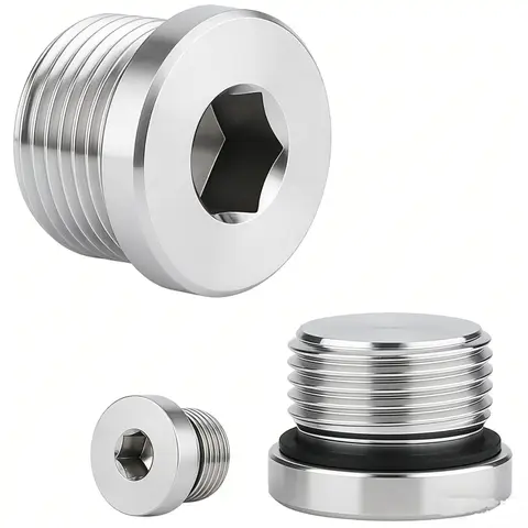 4 Pieces  M14 M22 M24 M25 Screws 304 Stainless Steel Hex Socket ED Ring Sealed Plug with Flange Oil Plug BSP Thread Plug Bolts