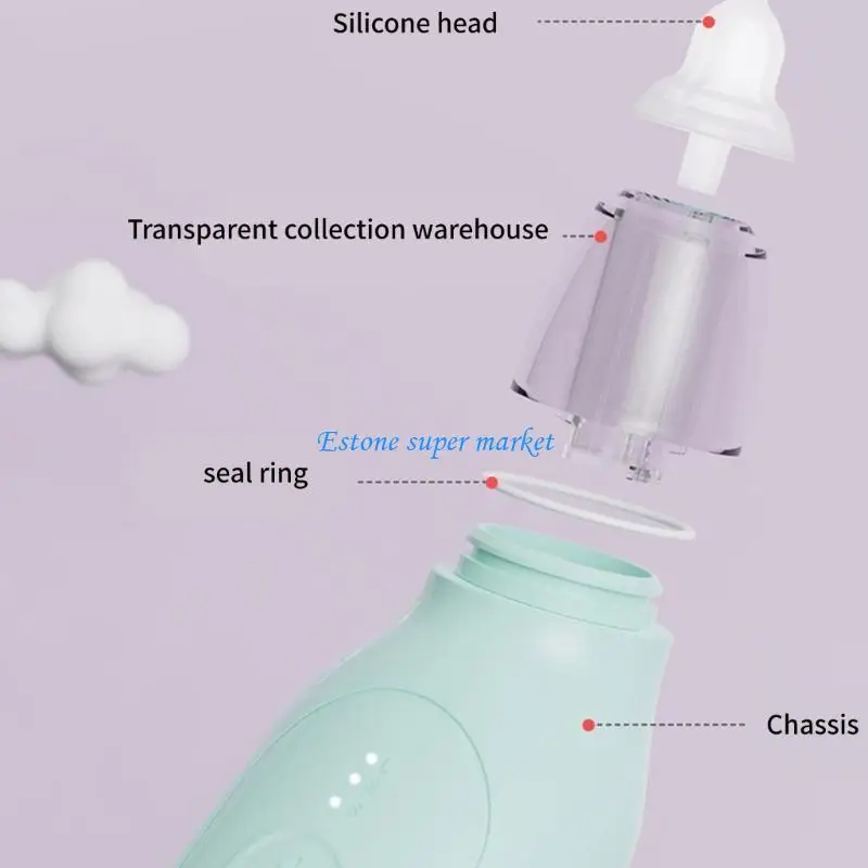 090B Electric Nasal Aspirator with 2 Suction Head Automatic Nose Cleaner 3 Gear Adjustable Baby Nasal Sucker Rechargeable