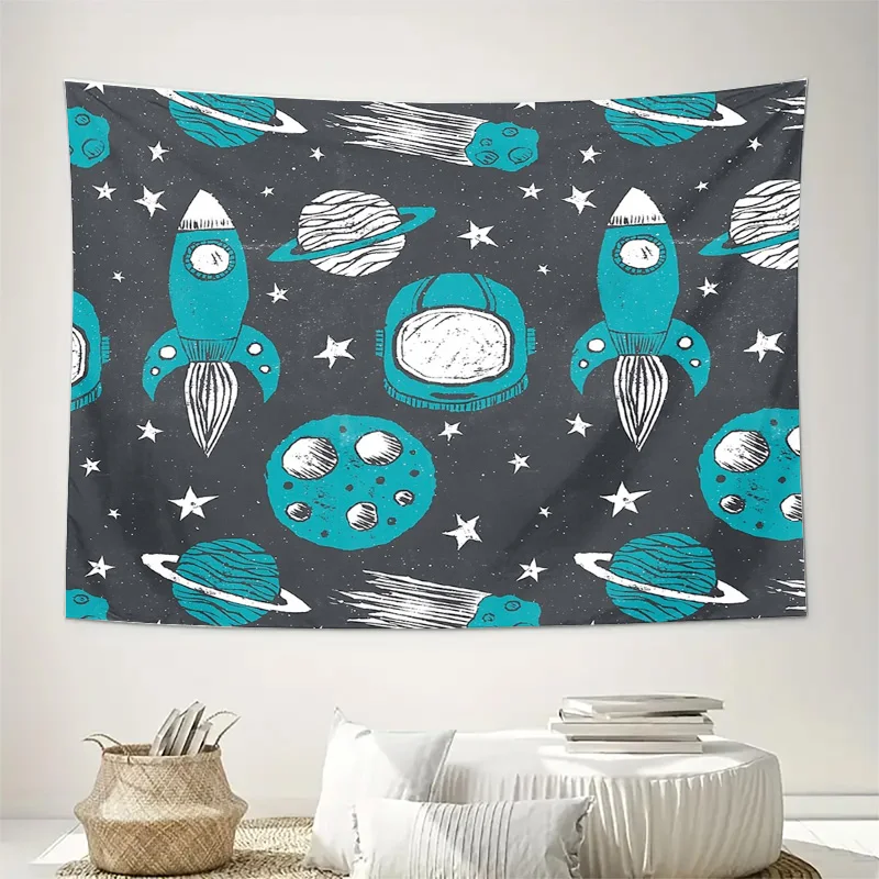 Galaxy Tapestry Space Planet Nebula Wall Hanging Celestial Decor Room Aesthetic Home Decor Cosmic Universe Mural Backdrop