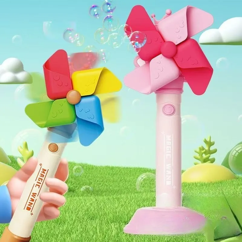 クリエイティブ全自動風車バブルマシンカラフルなライト回転風車かわいいおもちゃギフト女の子や子供のため