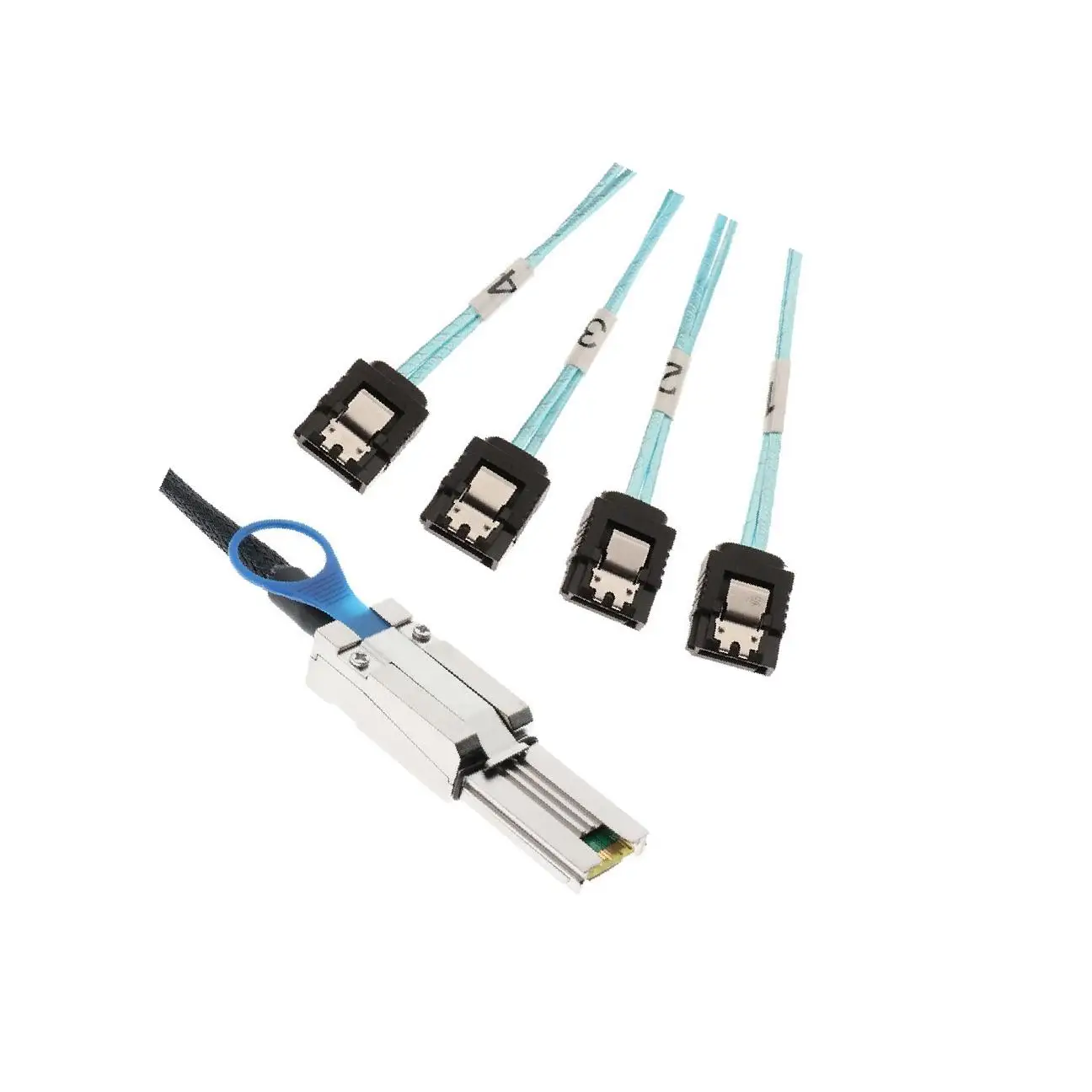 

Mini-SAS 26P SFF-8088 TO 4x SATA 7Pin 6Gb/s Adapter Cable 30AGW & Latch 1M