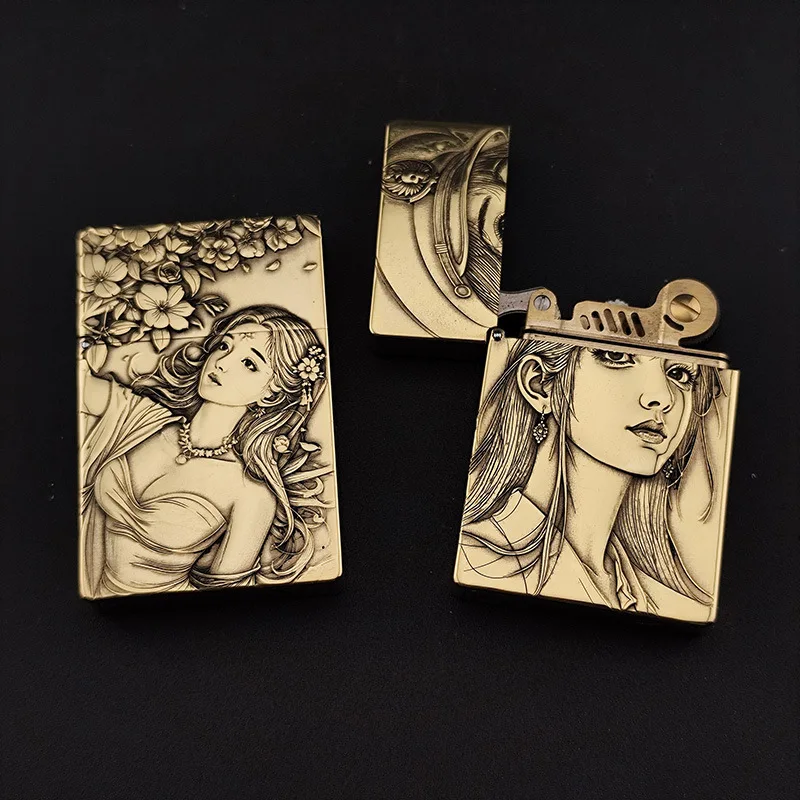 

Second-generation Replica ZL8 Small Heavy-duty Ultra-thin Kerosen Lighter with Double-sided Engraved Beauty in Pure Brass