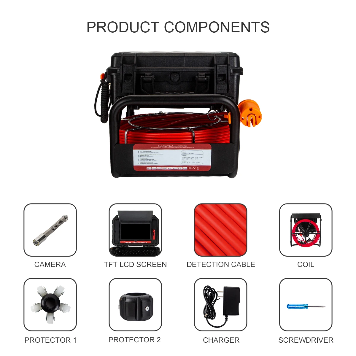 

512HZ Transmitter Self Leveling Function Pipeline Camera DVR Recording 10.1-inch High-definition Touch Screen Sewer Camera