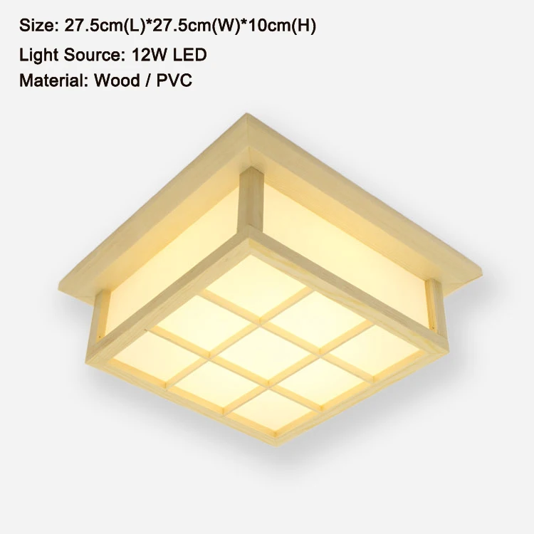 

Modern LED Square Ceiling Light Oak Wood PVC Surface Mounted Lamp for Home Living Room Bedroom - Wooden LED Ceiling Fixture