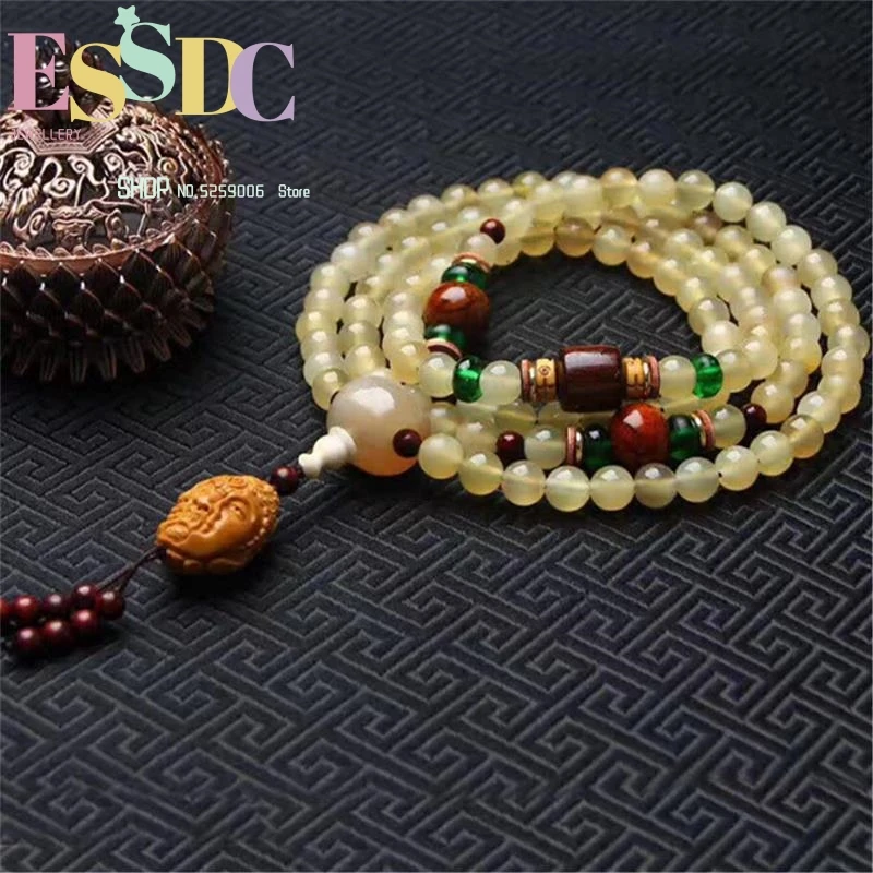 

2019 Tibetan Natural Antelope Horn 8mmHand Beaded 108 Prayer Bracelets for Women Olive Buddha Accessory Dropship