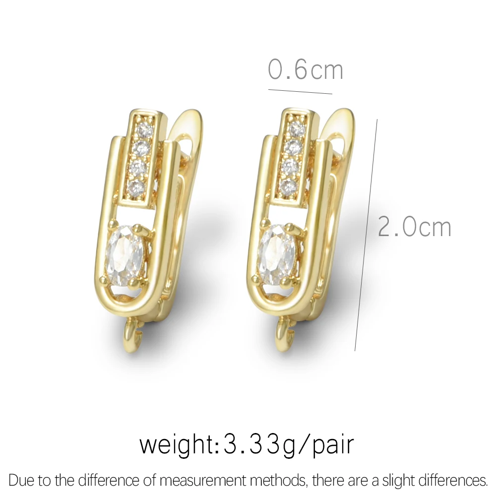 DARENLI 1 Pair French Style Earring Hooks Clasps With Zircon 18K Gold/Rhodium Plated Earwires DIY Jewelry Making Accessories