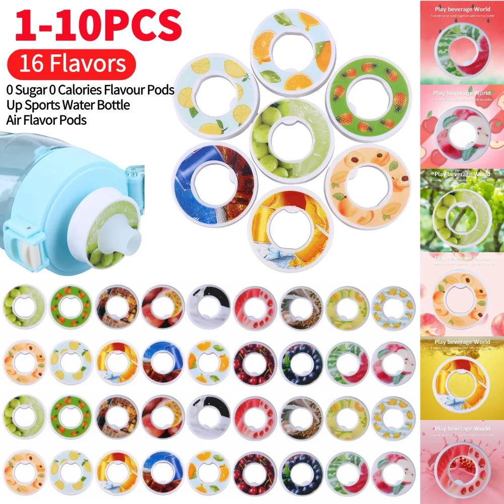 1-5PCS Air Flavor Pods Water Bottle Flavor Caps Fruit Scent Pods for Water Bottles Sports Water Cup Rings for Outdoor Sport