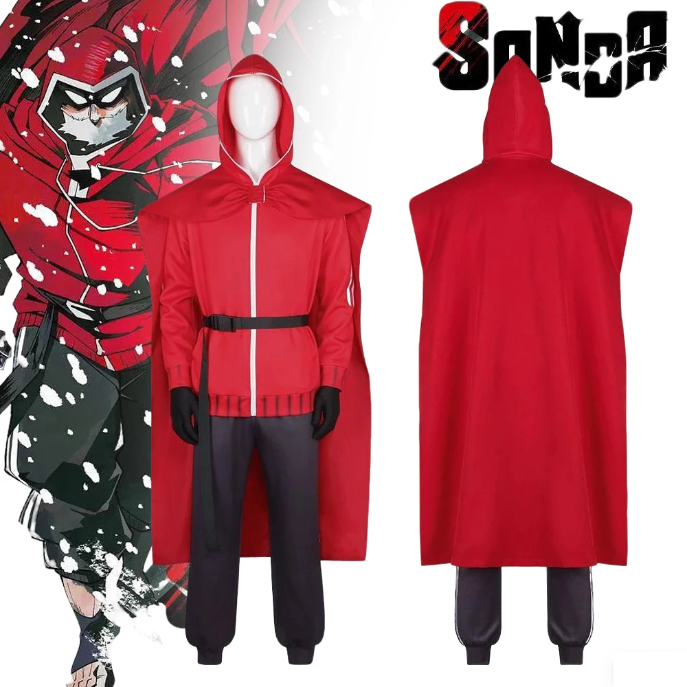 Disfraz de Anime transformar en Papá Noel, fantasía Sanda, Top, pantalones, capa, uniforme, ropa de actuación de Halloween