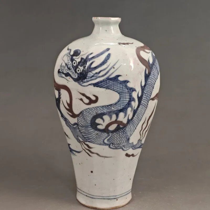 Chinese Blue and White Porcelain Vase Qing Guangxu Dragon Pattern 11.2 inch