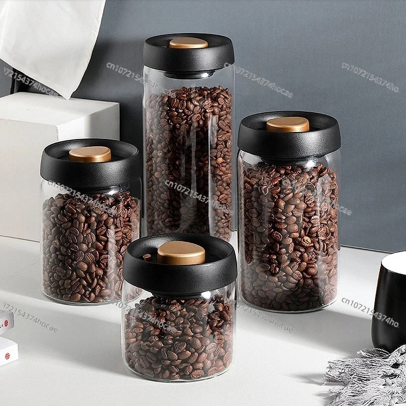 Airtight glass storage tank glass coffee bean tank glass storage tank set