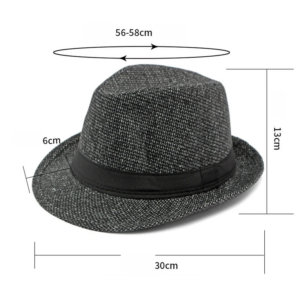 Autumn And Winter Men Fedoras Hats Jazz Caps Polyester 56-58cm Panama Style Dark Small Brim 2023 New In Gentleman LM0118