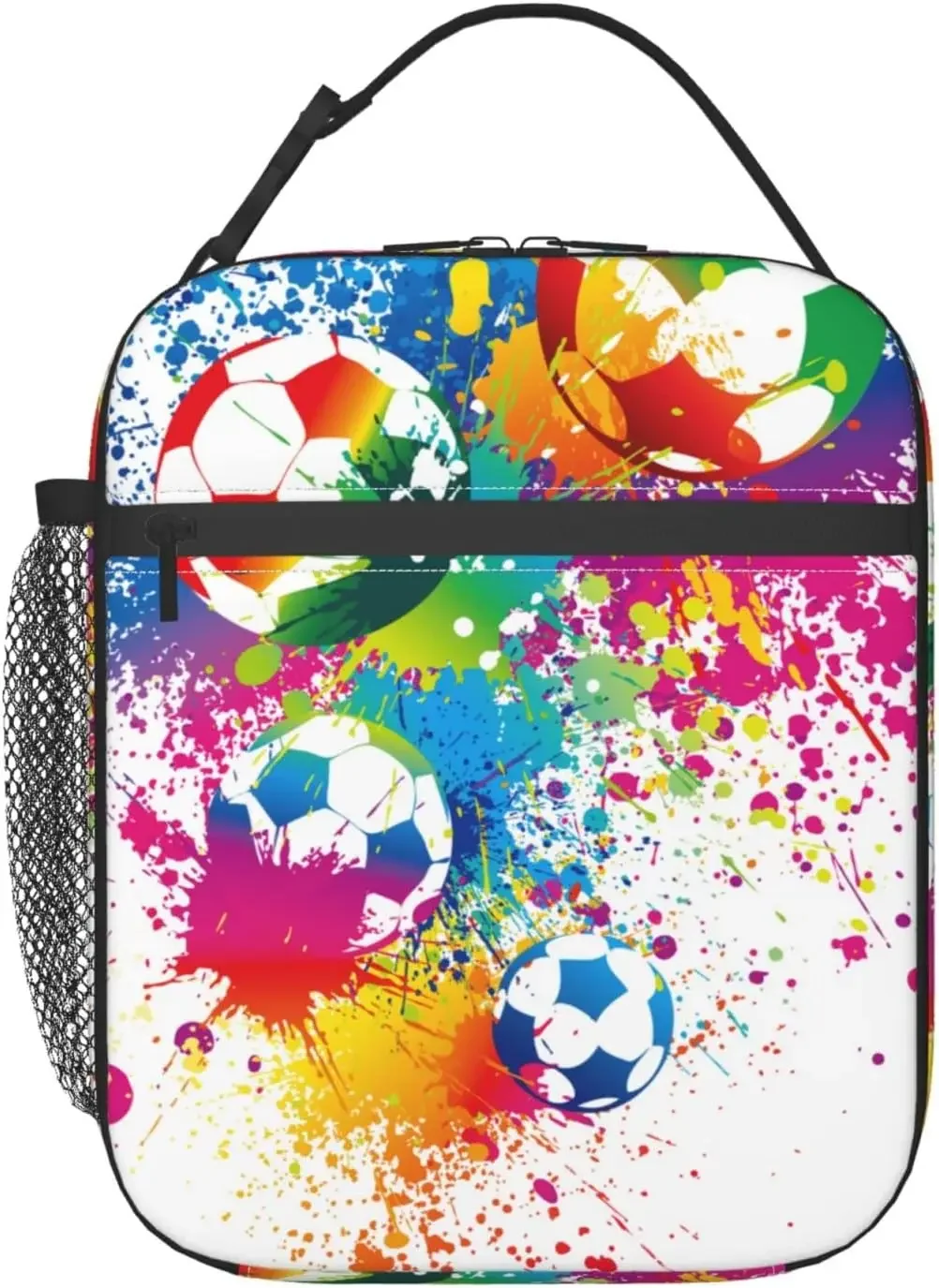 Colorful Soccer Ball Lunch Bag For Boys Girls Kids Football Reusable Lunch Box Insulated Meal Bags Portable Lunch Tote For S