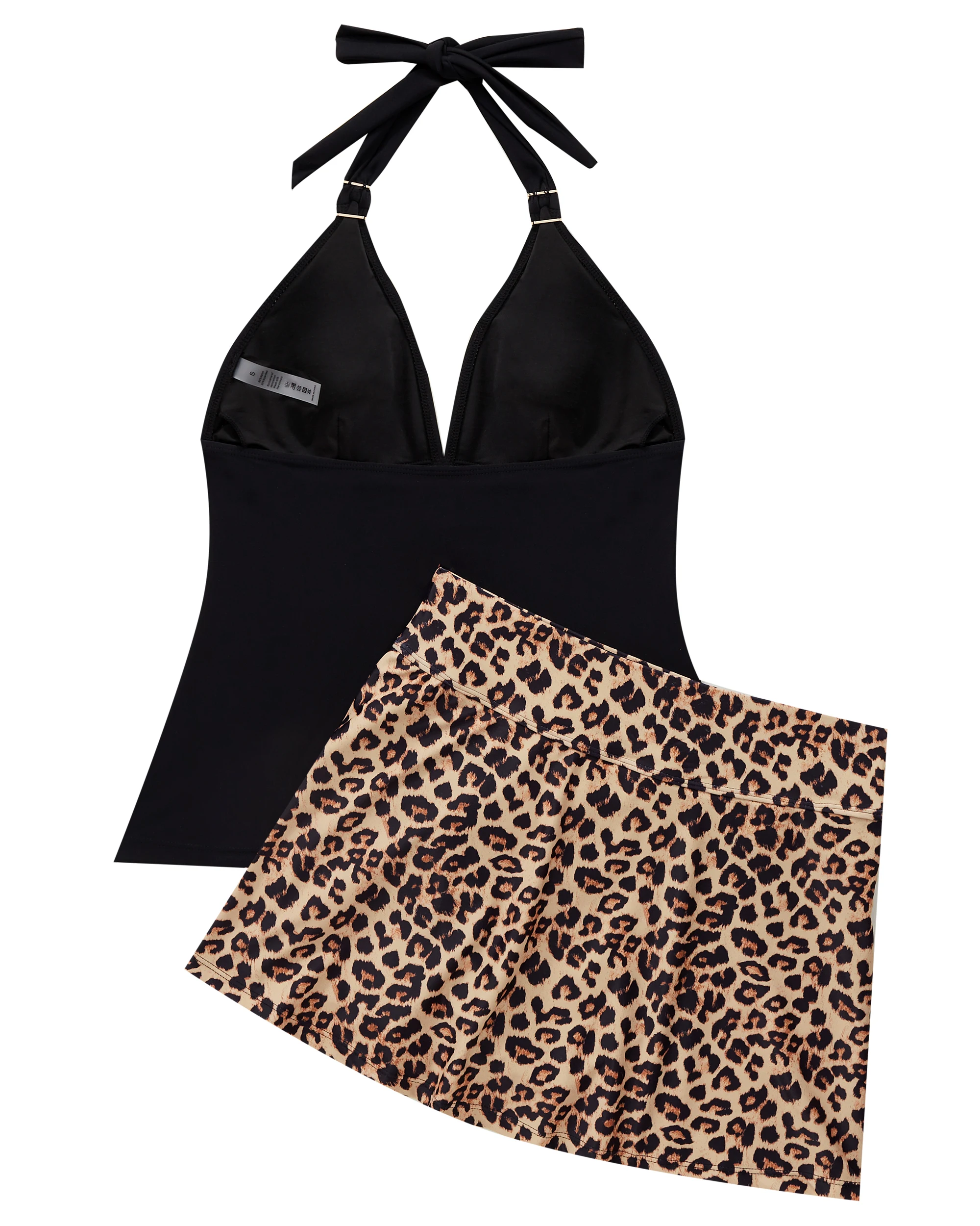 Damen Tankini-Set, Neckholder-Top mit V-Ausschnitt, Badeanzüge mit hoher Taille und Röcken, Bademode, Strandkleidung, Schwimmanzüge, Größe XXL, Tankini Mujer – Detail 40