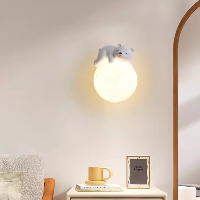 Cute Bear Rabbit Wall Lamps Children\'s Room Bedside Lamp Simple Modern Boy Girl Bedroom Bedside Baby Room Decor Wall Lights G9