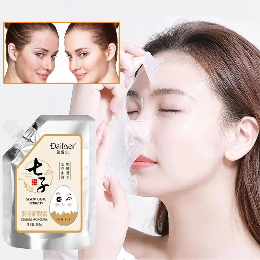 100g guscio d'uovo maschera di fango schiarente polvere macchie di Acne Hyrdating Lifting del viso rimuovi maschera e rassodante sbiancante e idratante V2M6