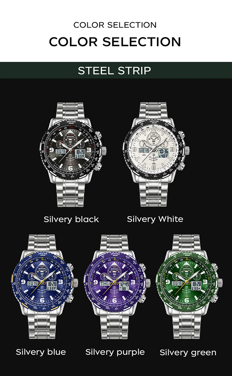 SANDA Neue Business-Quarzuhren für Herren, modisches Edelstahlband, Datum, multifunktionaler Chronograph, 5 Bar, wasserdichte Uhr – Detail 10