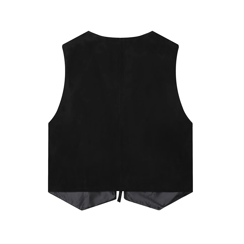 YENKYE 자수 가짜 스웨이드 조끼 여성용 V 넥 민소매 프론트 레이스 업 빈티지 크롭 탑