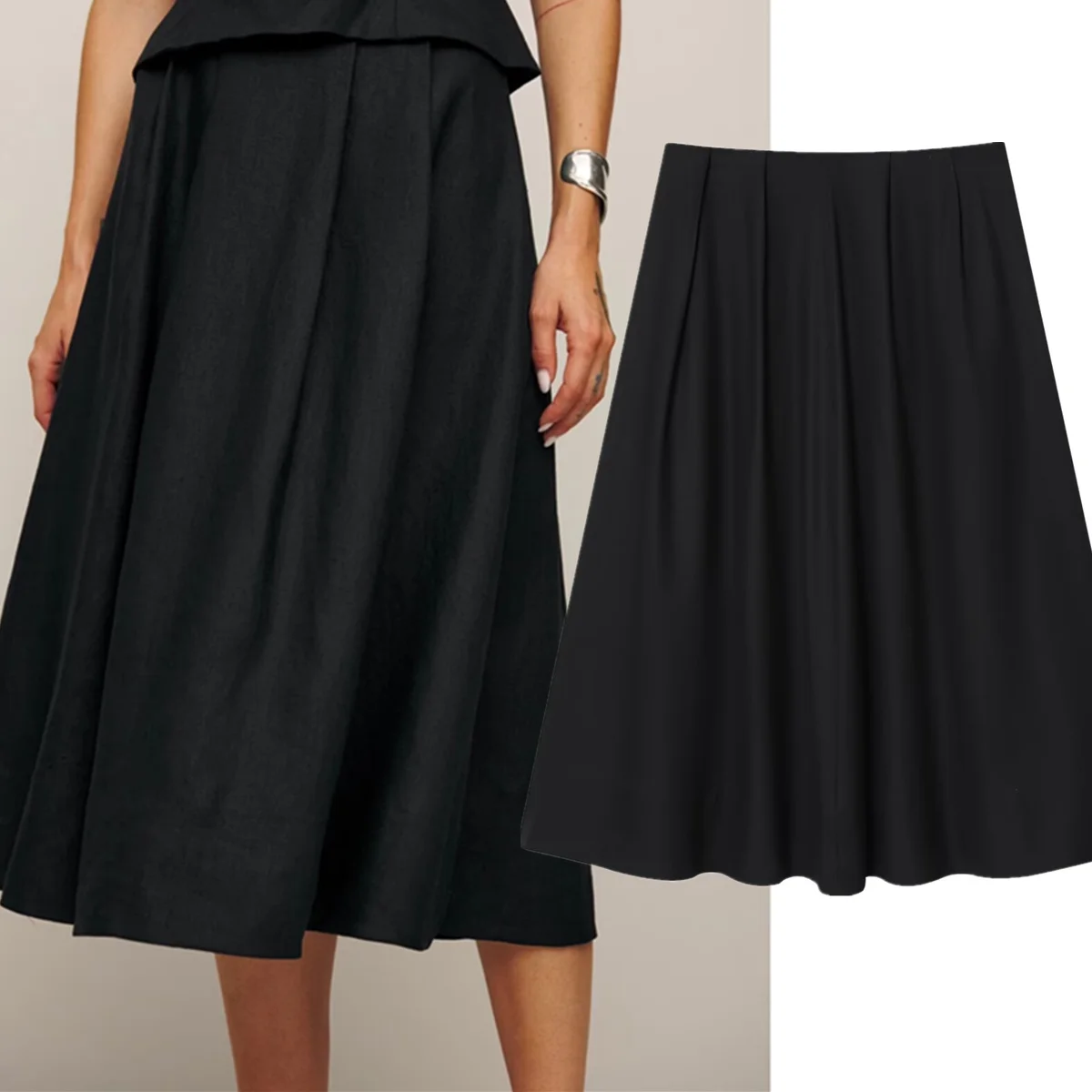 

Jenny&Dave White Black Color French Fashion Ladies Indie Folk Cotton Linen Midi Skirts For Summer Skirt Woman Clothing Faldas Sk