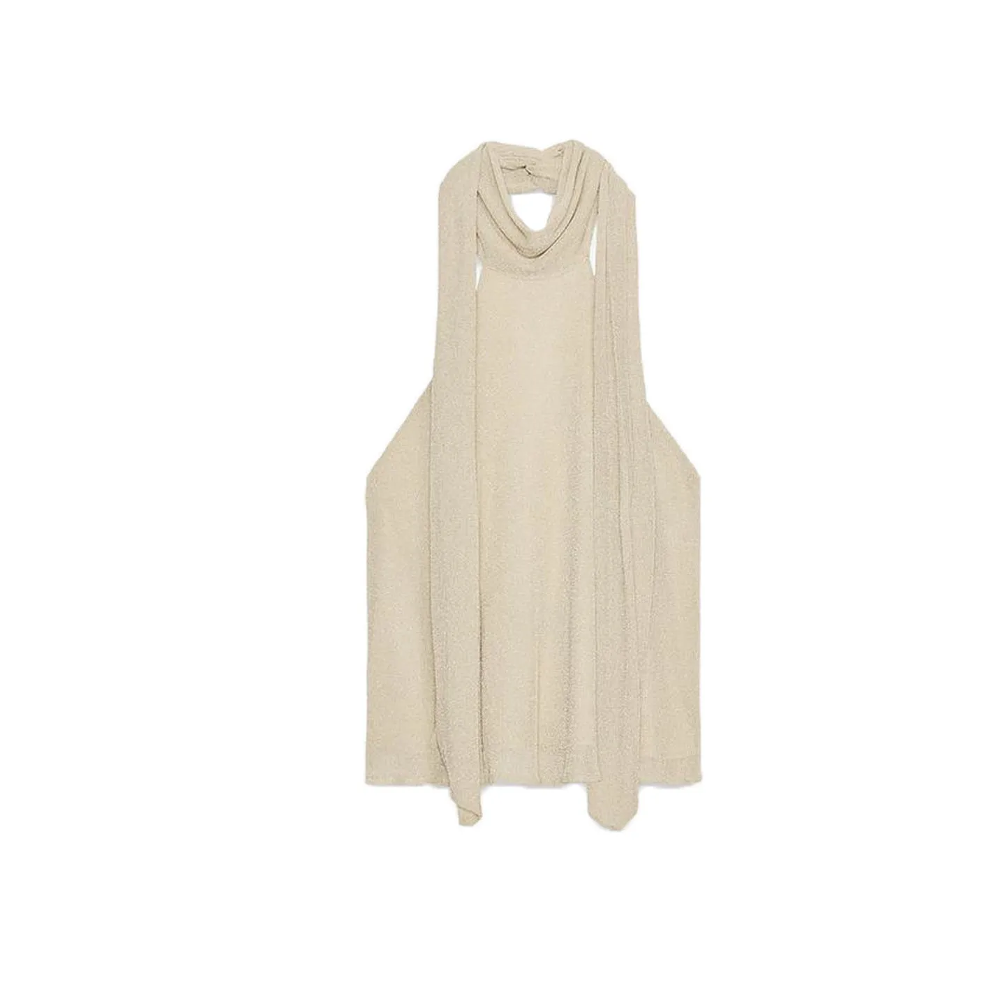 

New Autumn Women's Casual Loose Polyester irt with Scarf Sle Knot Metal Tead Hanging Ne Collar Top