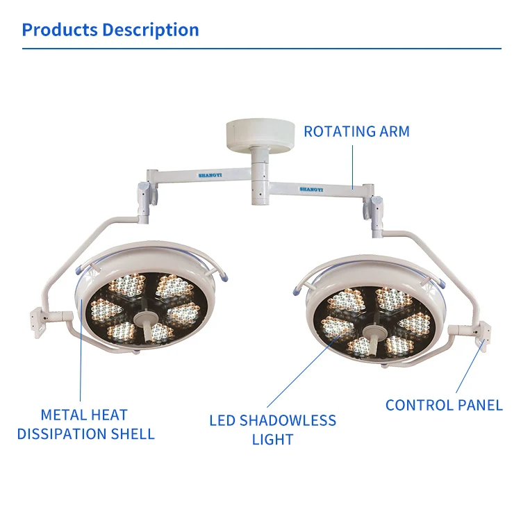 HFMED 700/700 Double Arm Overhead LED Medical Equipment LED Operating Room Light Surgical Shadowless Light