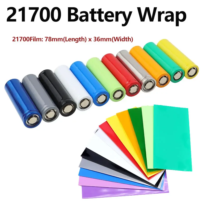 50/100Pcs 21700 PVC Heat Shrink Wrap Lipo Battery Wrap Pre-cut Insulated Width 36mm x 78mm Film Protect Case Pack Sleeving