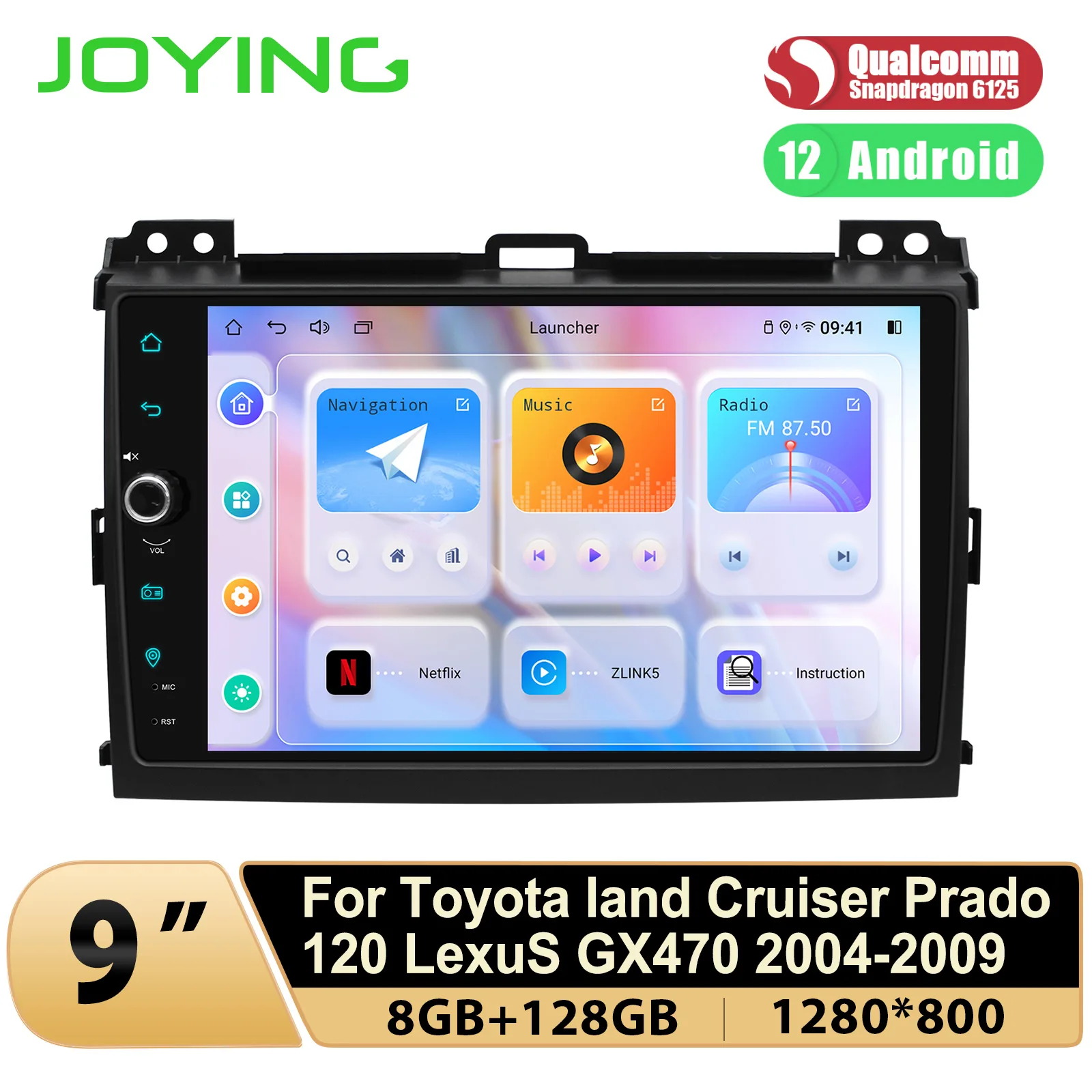 

JOYING 9"Autoradio Android 12 Car Radio Stereo Multimedia Player For Toyota Land Cruiser Prado(120) Lexus GX470 2004 -2009