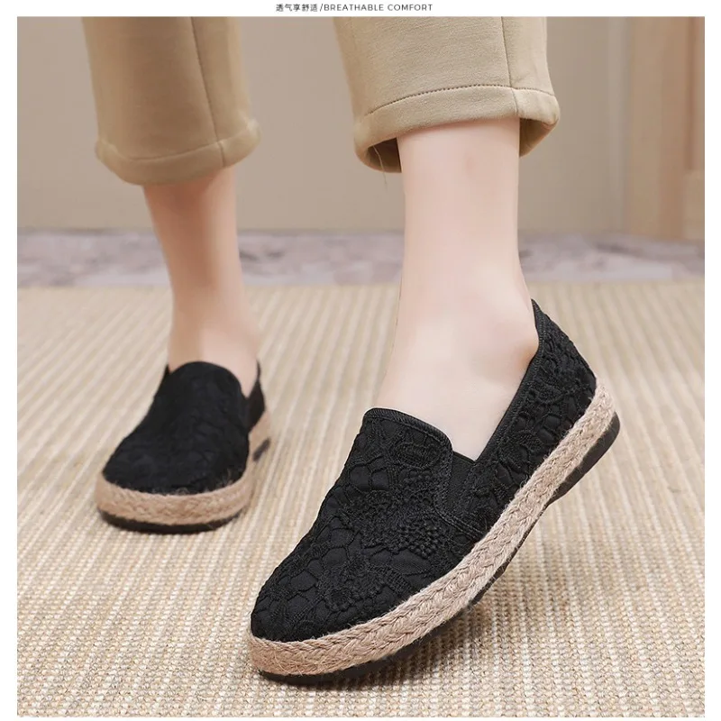 2025 New Fisherman Shoes, Women's Cotton and Linen Shoes, Comfortable Flat Women's Casual One-legged Lazy Women's Single Shoes