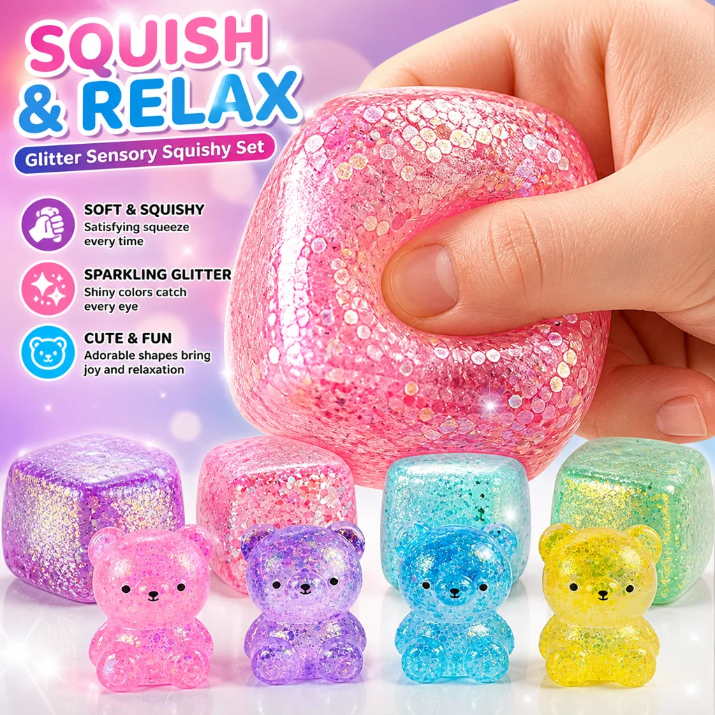 New Maltose Cube Stress Squeeze Toy Small Ice Cubes Anti Stress Slow Rebound Colorful Polar Light Decompression TPR Block