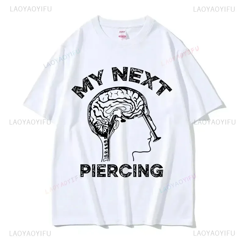 My Next Perforated Pattern T-shirt Meme Lobectomy Short Sleeve Men's and Women's Casual Fashion Large T-shirt